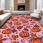 Autumn Pumpkins And Maple Leaves Pattern Rug