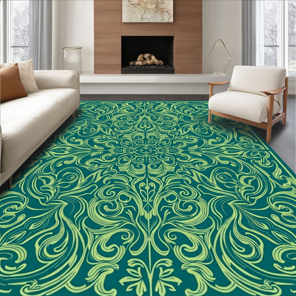 Ornate Vine Swirl Inspired Design Rug