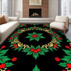 Red Green Holly Berry Garland Pattern Rug