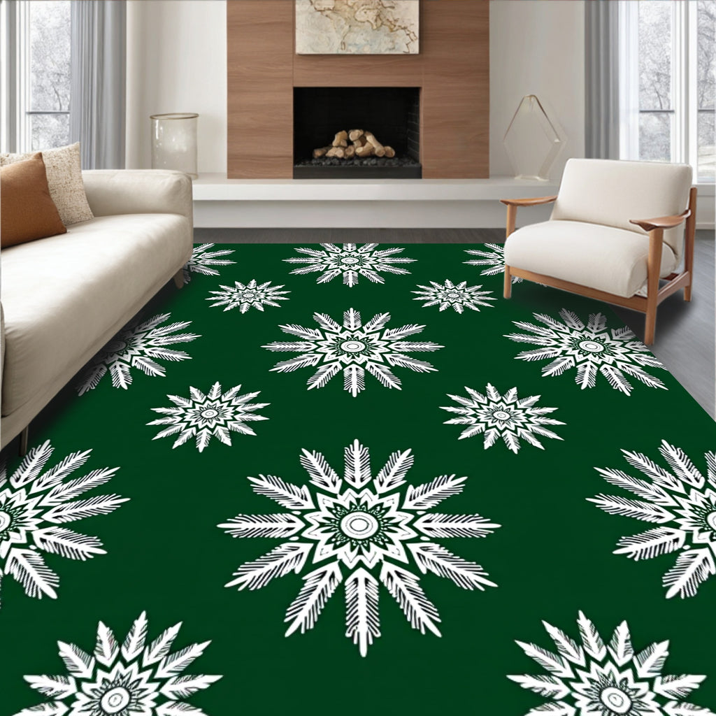 Felted Snowflake Mandala Pattern Decor Rug