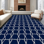 White Geometric Lines Pattern Rug