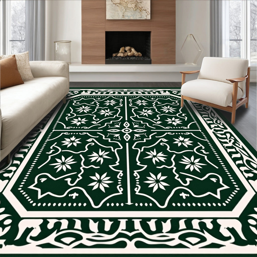 Ornate Floral Symmetrical Pattern Rug