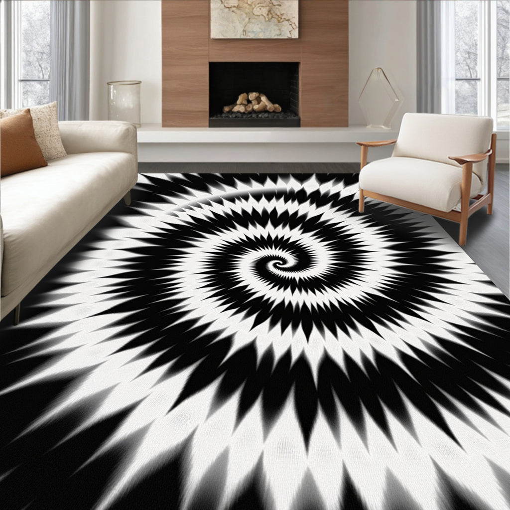 Monochromatic Spiral Sharp Pattern Rug