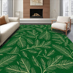 Forest Green Pine Branch Pattern Rug