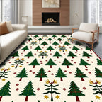 Whimsical Evergreen Tree Folk Star Rug