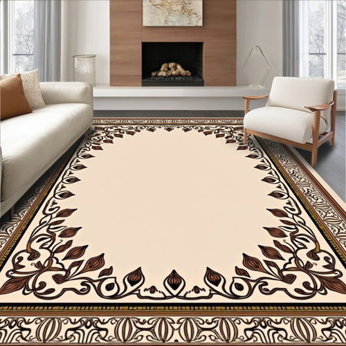 Antique Floral Vine Border Design Rug