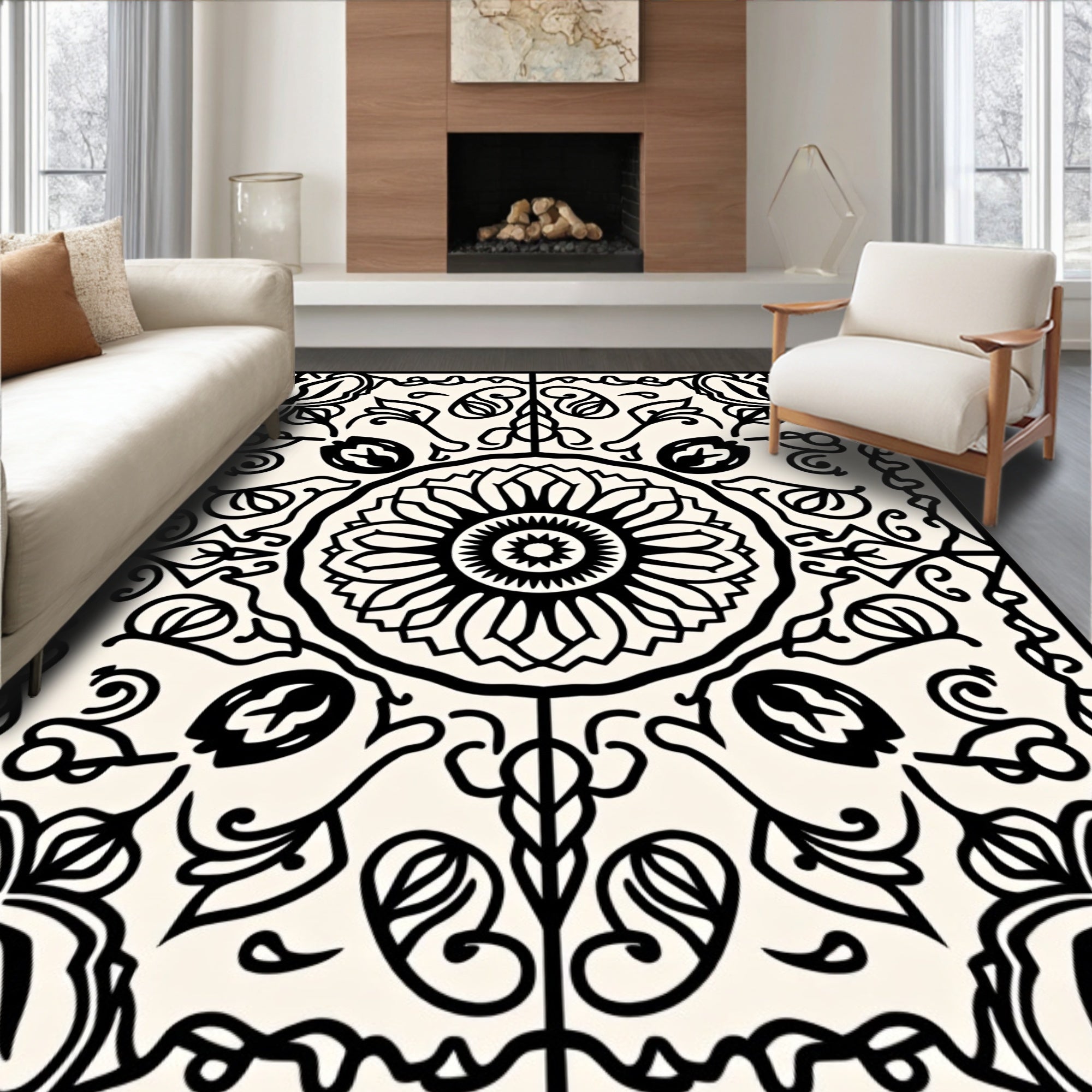 Vintage Floral Mandala Pattern Rug