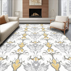 Ornate Gold Gray Floral Damask Rug