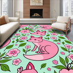 Pink Fox Floral Pattern Rug