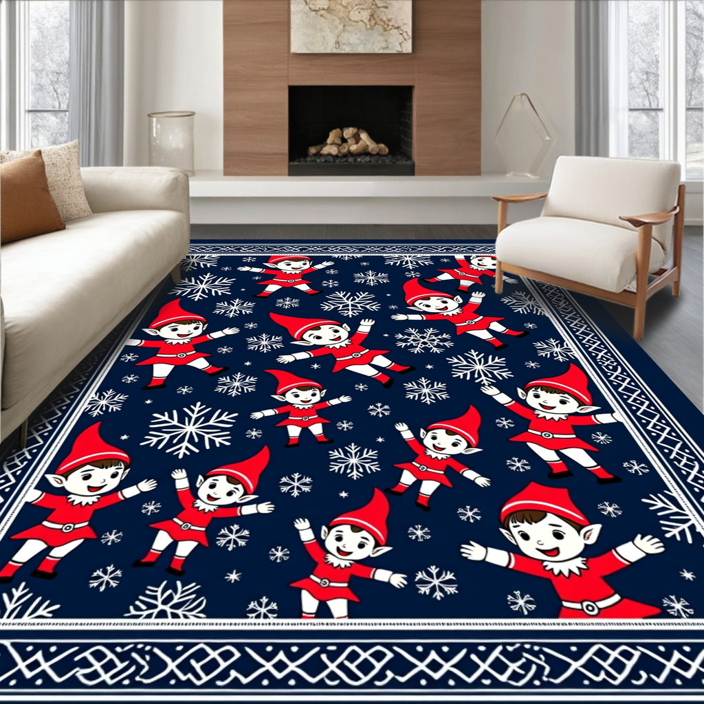Winter Elves Snowflakes Pattern Rug