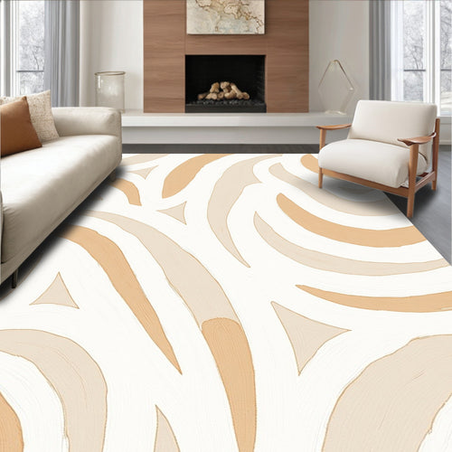 Abstract Swirls Organic Earth Tones Rug