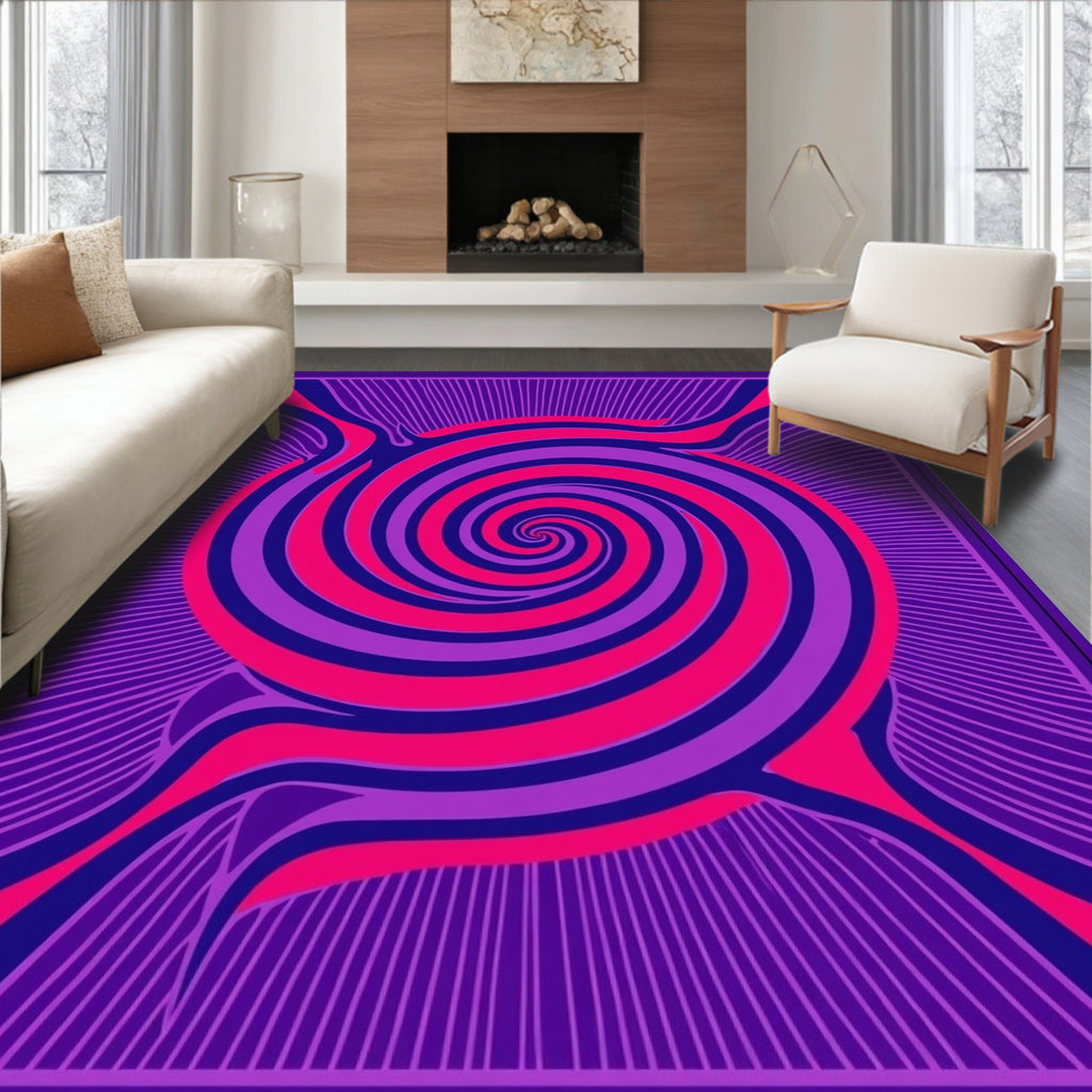 Vibrant Purple Pink Swirl Pattern Rug