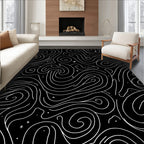 Abstract Swirl Black White Pattern Rug