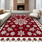 Festive Snowflake Pattern Red Area Rug