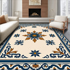 Classic Floral Blue and Gold Rug
