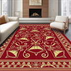 Red Yellow Bell Floral Swirls Rug