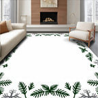 Winter Woodland Snowflake Pine Pattern Rug