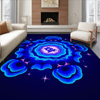 Radiant Blue Cosmic Flower Rug