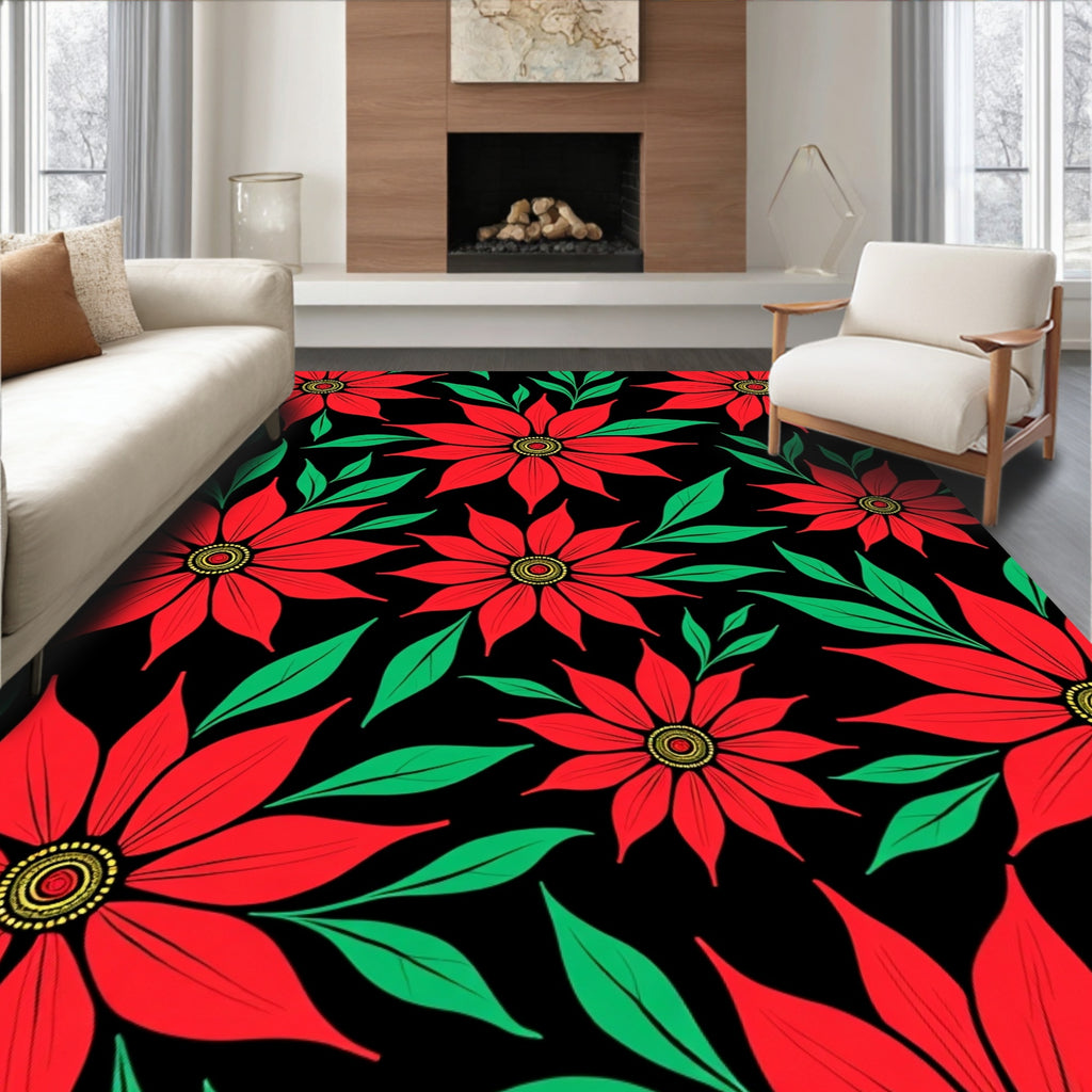 Bold Red floral Pattern Rug