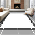Monochrome Grid Square Pattern Rug
