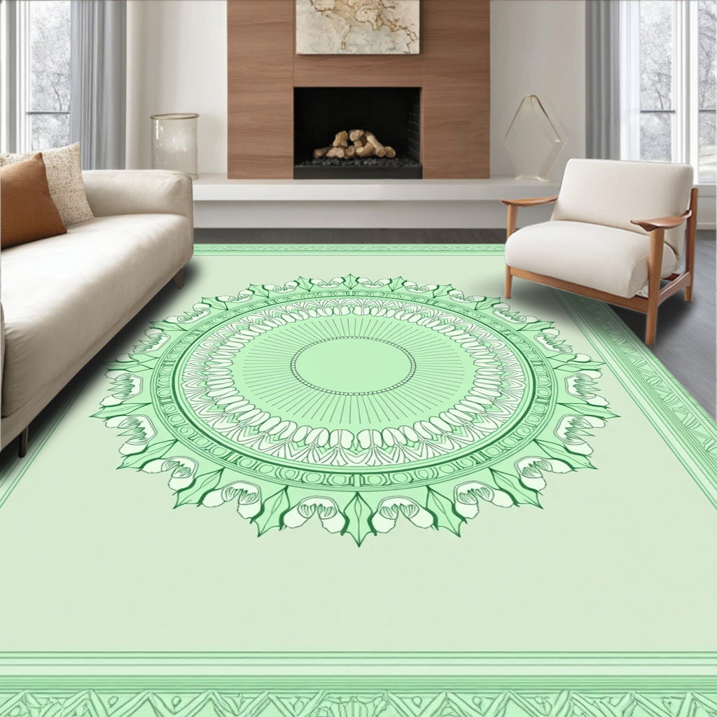 Mandala Floral Green Ornate Rug