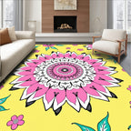 Bright Pink Mandala Flower Pattern Rug