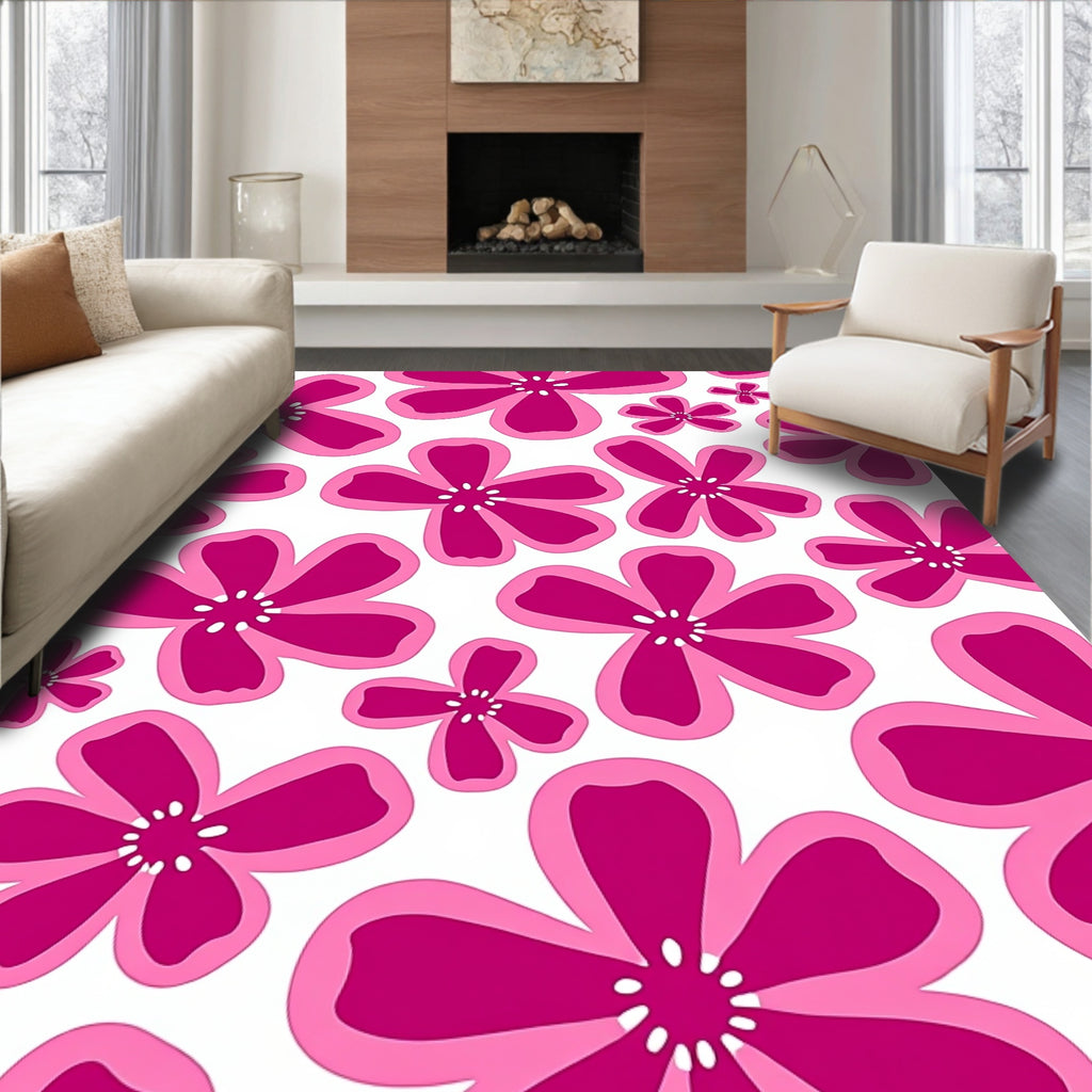 Pink Flower Pattern Design Rug