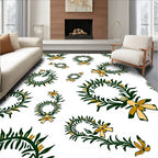 Green Leafy Wreath Flower Pattern Rug