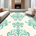 Elegant Teal Damask Pattern Rug