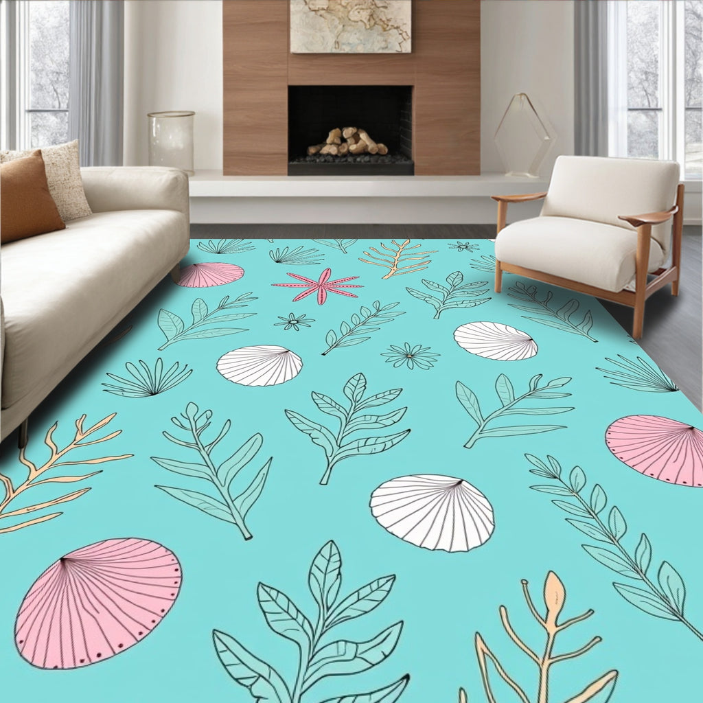 Coastal Seabed Botanical Pattern Rug