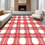 Symmetric Red Line Pattern Rug