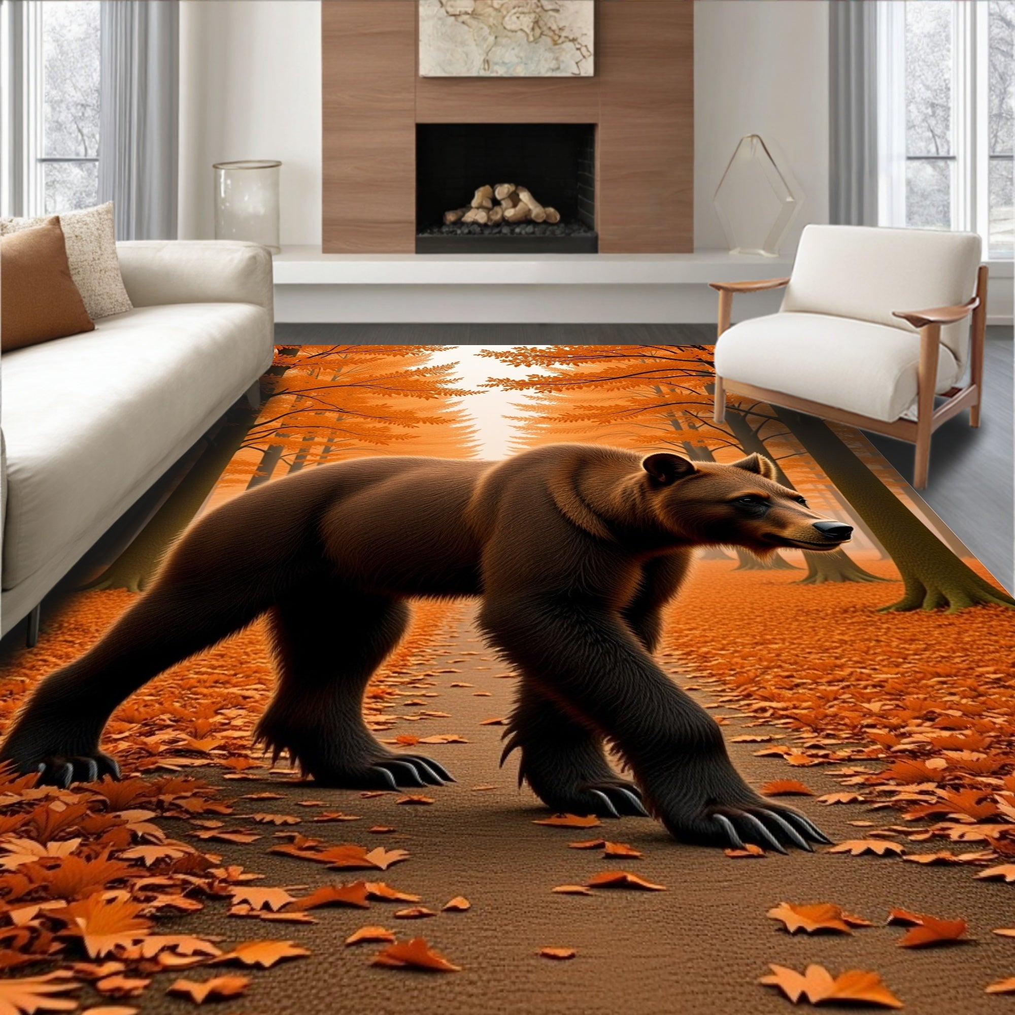 Autumn Forest Bear Path Rug