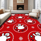 Festive Snowman Circle Pattern Rug