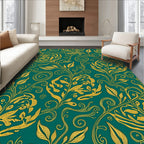 Gold Floral Scrollwork Pattern Rug