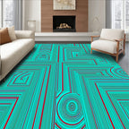 Bold Geometric Teal Red Design Rug