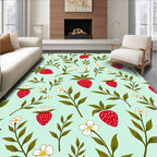 Strawberry Floral Branch Pattern Rug