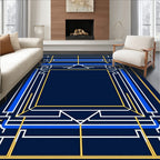 Navy Blue Geometric Lines Rug
