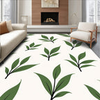 Leafy Branch Patterned Natural Design Rug