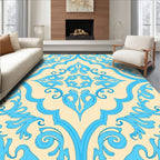Azure Swirls Floral Pattern Rug