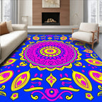 Bold Pink Yellow Mandala Pattern Rug