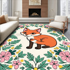 Charming Fox Floral Border Design Rug