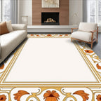 Golden Floral Ornate Border Design Rug
