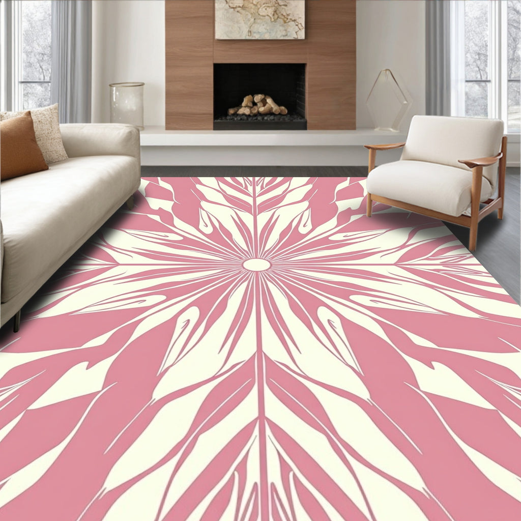 Pink Cream Radial Stripe Style Rug