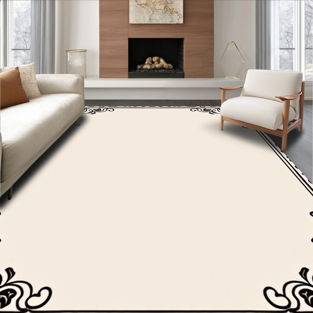 Classic Floral Scroll Border Design Rug
