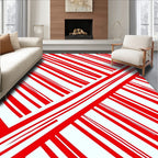 Red White Parallel Stripes Design Rug