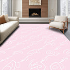 Pastel Pink Calligraphic Swirls Rug