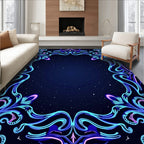 Cosmic Swirls Neon Floral Pattern Rug
