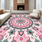 Pink Mandala Floral Geometric Design Rug