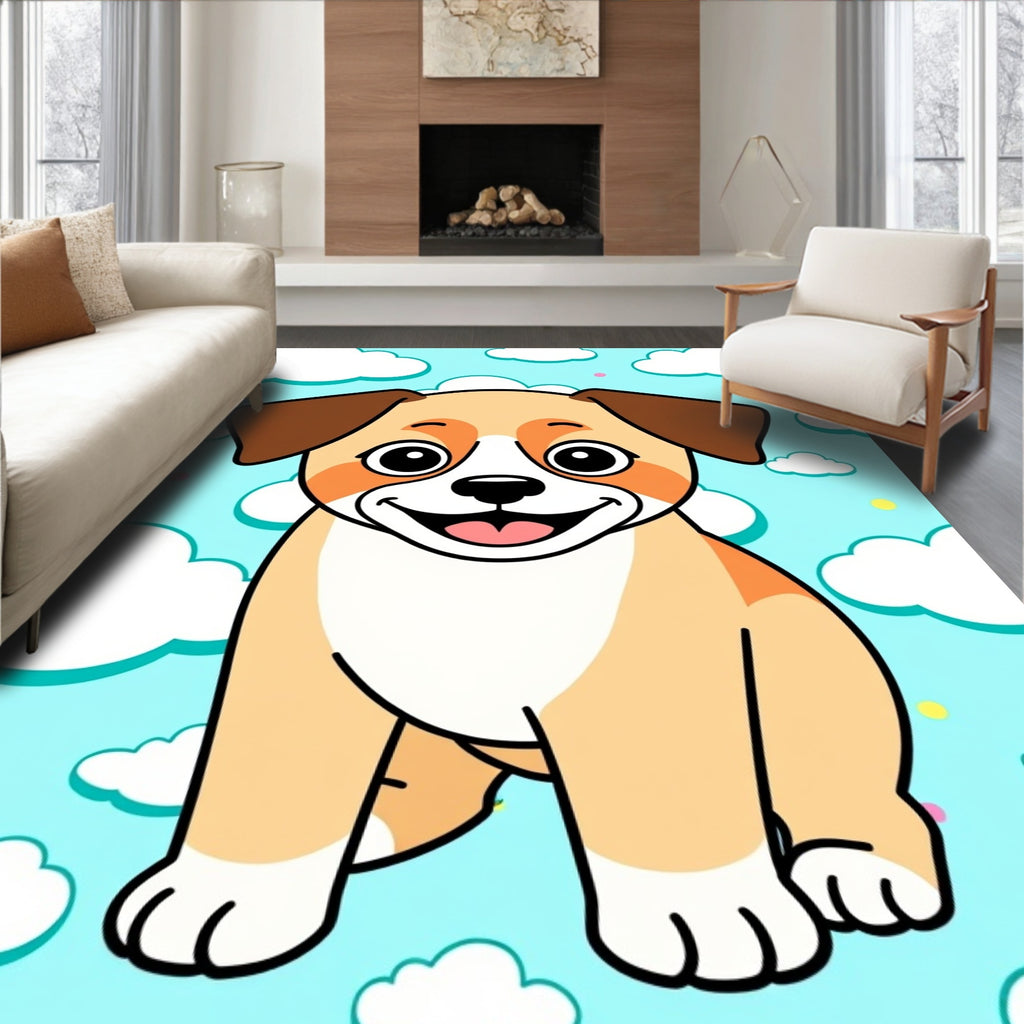 Cute Puppy Sky Clouds Rug