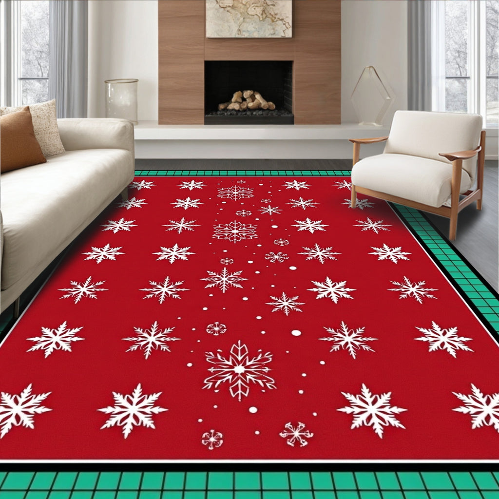 Winter Wonderland Snowflake Pattern Rug